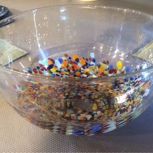 Handblown Confetti Glass Decorative Bowl - Multicolor